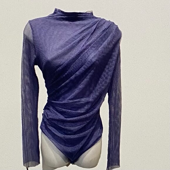 FREE PEOPLE ON MY WAY PREP PERIWINKLE BODYSUIT MED NEW - Picture 2 of 6